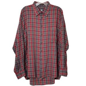 Burberrys Vintage Red Blue NOVA Plaid Imported Cotton Button Down Dress Shirt